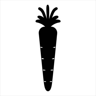 Sağlıklı beslenme ve organik tasarımlar için minimalist siyah havuç silueti grafiği