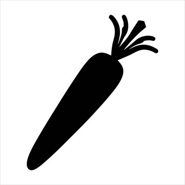 Yapraklı tek bir havucun basit siyah silüeti.