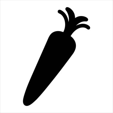 Beyaz arka planı olan koyu siyah bir havuç silueti.