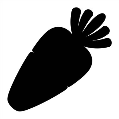 Çizgi film havuç sebze çiziminin basit siyah beyaz silueti.