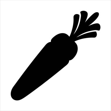 Siluet tarzında bir havucun basit siyah beyaz çizimi