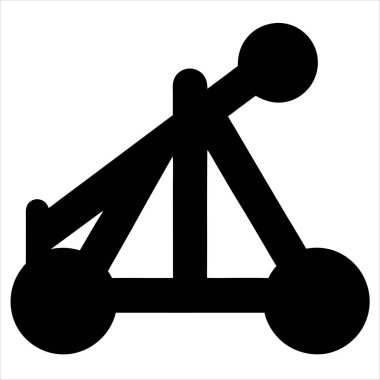 Stilize Ortaçağ Mancınık İllüstrasyonu Kuşatma Savaşı veya Antik Teknoloji Temsilcisi