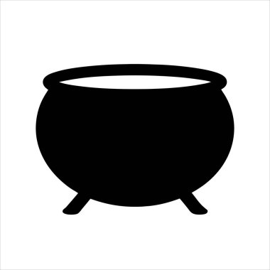Büyücülük ve büyülü sanatlar için basit bir siyah beyaz kazan simgesi