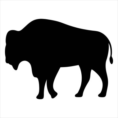 Amerikan bizonunun siyah silueti düz beyaz arkaplan görüntüsüne karşı