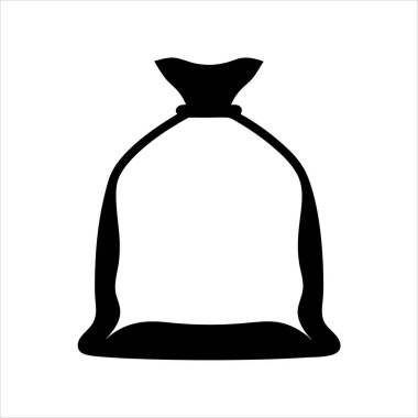 Grafikler için beyaz arkaplanda bağlı bir çantanın siyah silueti