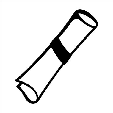 Etrafında bant olan yuvarlanmış bir parşömen çizimi.