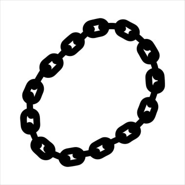 Beyaz arkaplan illüstrasyonunda biçimlendirilmiş siyah zincir halka