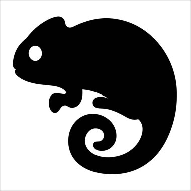 Kıvrık kuyruklu bir bukalemunun cesur siyah silueti.