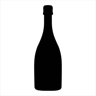 Beyaz arka planda bir şampanya şişesinin silüeti, izole edilmiş vektör görüntüsü.
