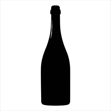 Beyaz şarap ya da köpüklü içecek şişesinin zarif silueti.