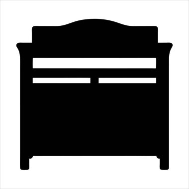 Dekoratif yatak başlıklı Çekmece Sandığının Siyah Silüeti