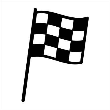 Siyah beyaz kareli bitiş çizgisi bayrak zafer illüstrasyon tasarımı