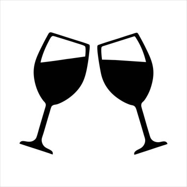 İki şarap kadehi kutlamada birbirine vurur ve beyaz arka planda izole olur.