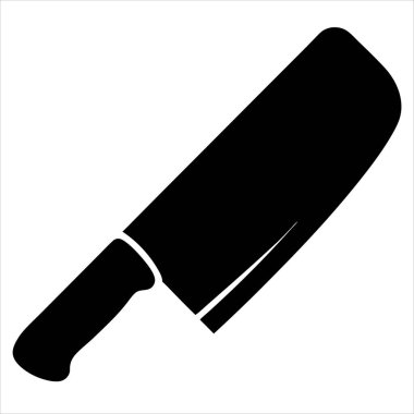 Siyah bir Çinli şefin bıçak satırı ikonunun stilize edilmiş vektör görüntüsü.