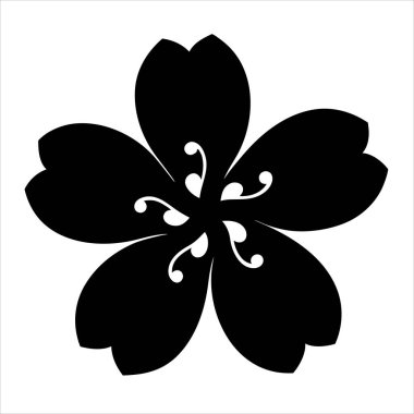 Baharın sembolü Karmaşık Detaylı Şekillendirilmiş Sakura Çiçeği Silueti