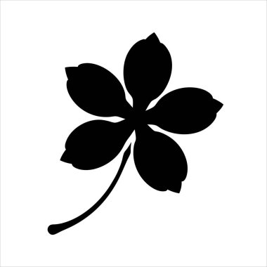 Beş yapraklı bir çiçeğin saplı zarif siyah silueti.