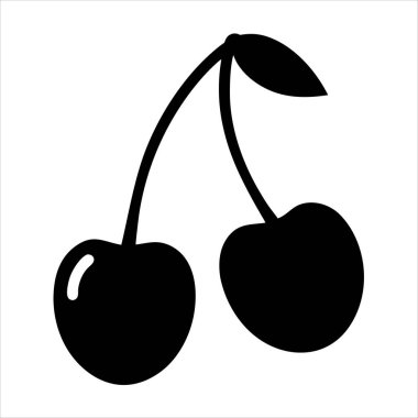 Minimalist Kiraz İkili Kök ve Yaprak Beyaz Arkaplanda İzole Edildi