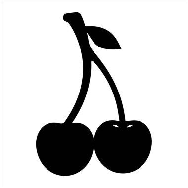 Bir sapı ve bir yaprağı olan iki kirazın grafiksel çizimi