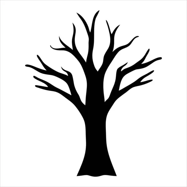 Beyaz Arkaplan Resimlerine Karşı Yapraksız Ağacın Siyah Silüeti