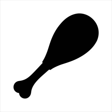 Siyah siluet beyaz üzerine kızarmış tavuk budu resmi.