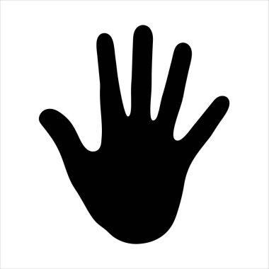 Beyaz Arkaplanda Basit Siyah El İzi Durma ya da İnsan Dokunuşu