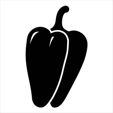Biçimli Siyah Biber Sebze Silüeti Beyaz Arkaplan Gıda Çizimine İzole Edildi