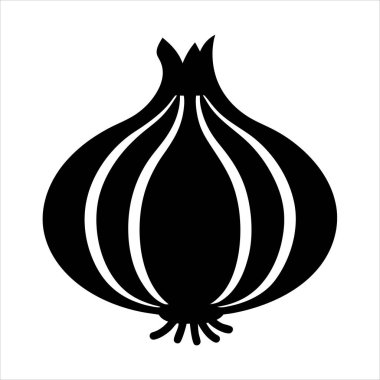 Beyaz arkaplan çizimine karşı soğanın siyah silüeti