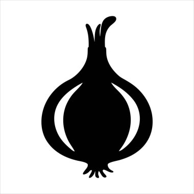 Beyaz arkaplanda siyah soğanın basit grafik çizimi