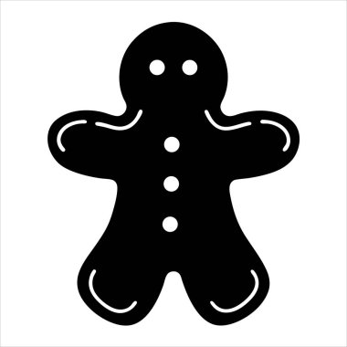 Düğmeli basit zencefilli kurabiye adam illüstrasyonu ve beyaz üzerine şekerleme ayrıntıları