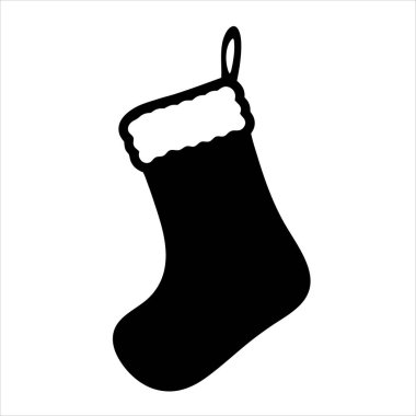 Klasik siyah bir Noel çorabı. Üstünde beyaz bir bluz asılı.