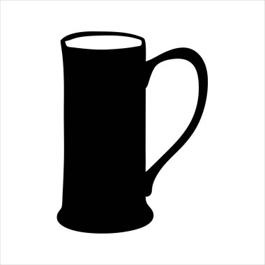 Beyaz arka planda uzun bir bira bardağının silüeti.