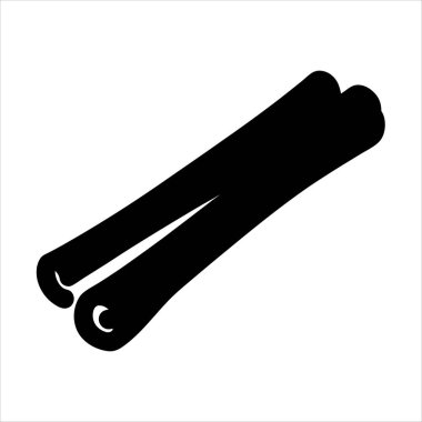 İki tarçın çubuğunun yan yana siyah ve beyaz silueti