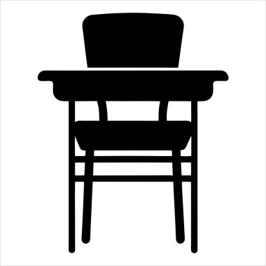 Bir okul masası silueti ve beyaz arka planda sandalye.