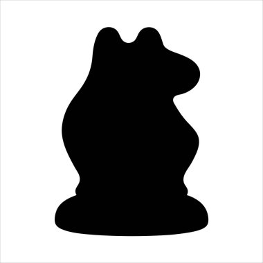 Beyaz arkaplana karşı bir satranç şövalyesinin stilize edilmiş tek renkli silueti