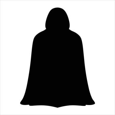 Gizemli cüppeli siluet, boşluğa karşı hayali bir varlık.