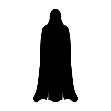 Kapüşonlu pelerinli bir siluet, gizem ve gölge çağrıştırıyor.