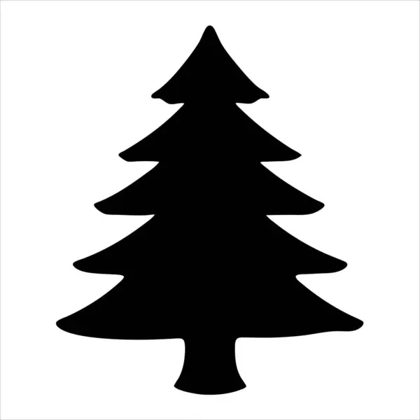 Beyaz arka planda basit dalları olan bir Noel ağacının silüeti