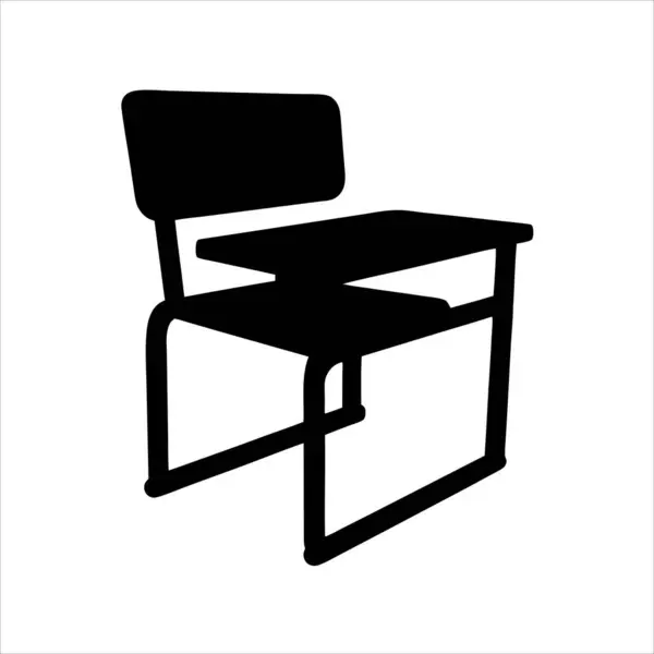 Eski bir okul masasının siyah silueti beyaza izole edilmiş.