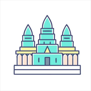 Asya Tapınağı Mimarisinin Basitleştirilmiş Ayrıntılarıyla Şekillendirilmiş Grafiksel ResmiComment