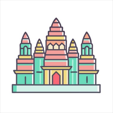 Eşsiz mimari tasarımı ve kompleks yapısına sahip güzel renkli bir bina.