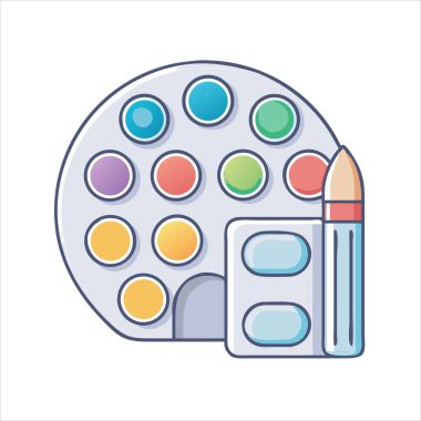 Boya kapsüllü suluboya palet, karıştırma tepsisi ve boya fırçası malzemeleri