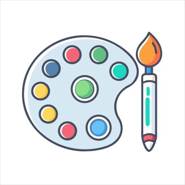 Renkli Sanatçının Paleti ve Boya Fırçası Yaratıcı Başyapıta Hazır