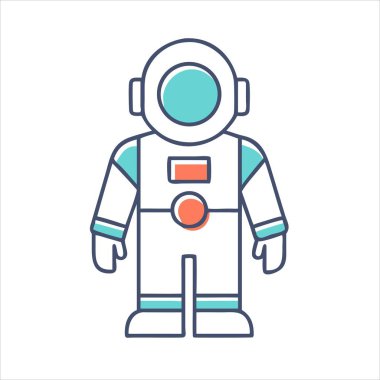 Çizgi film tarzında sevimli uzay adamı ya da astronot dik vektör çizimi
