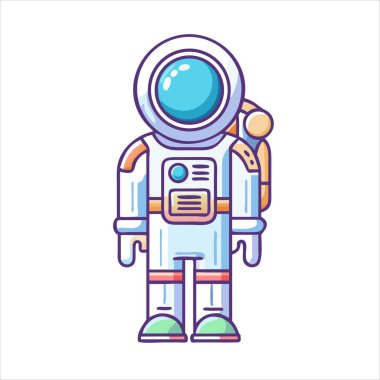 Biçimlendirilmiş Çizgi Film Astronotu Dikkat: Dış Uzay Keşfi İçin Hazır