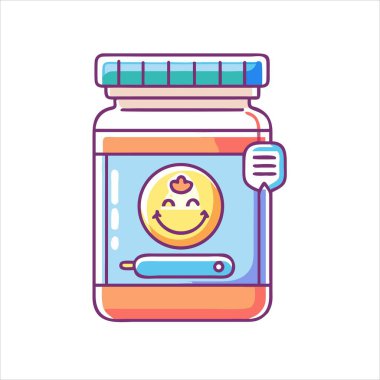 Gülen bir yüz kavanozunun komik bir tasarımı var.