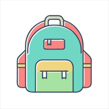 Renkli ve Neşeli Okul Sırt Çantası Resimleri İki Kayışlı ve Bir Saplı