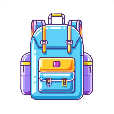 Mavi ve sarı tonlarda şık bir sırt çantası tasviri