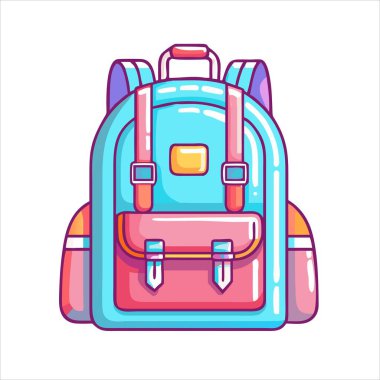 Yumuşak Mavi ve Pembe Renkli Çizgi Roman Sırt Çantası Tasarımı