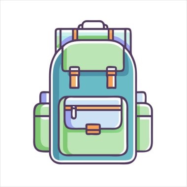 Şık deniz mavisi ve yeşil sırt çantası ya da seyahat ve açık hava aktiviteleri için sırt çantası