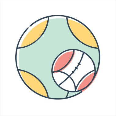 İçinde küçük bir top olan renkli bir topun stilize edilmişi.